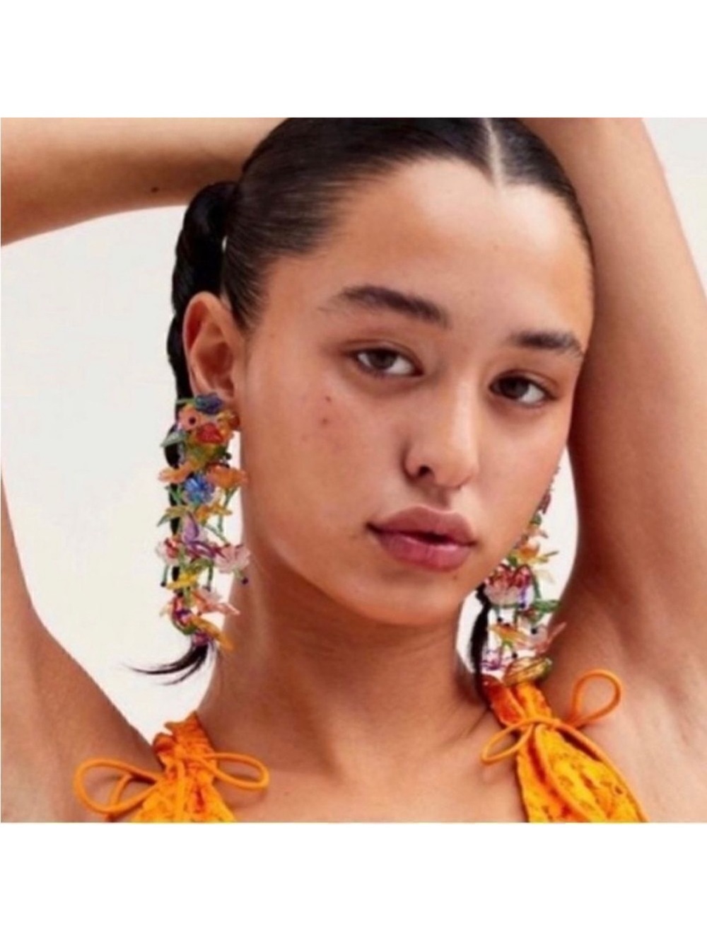 Multicolor Floral Drop Earrings  A147